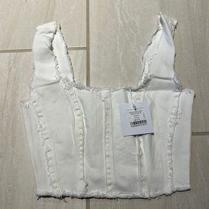 White denim crop top